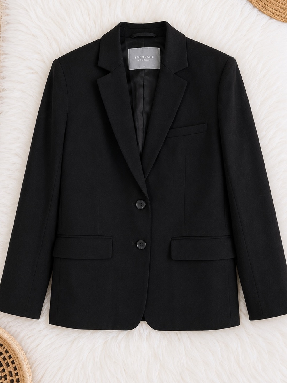 Everlane Oversized Relaxed Fit Blazer Black Wool Blend Size 0